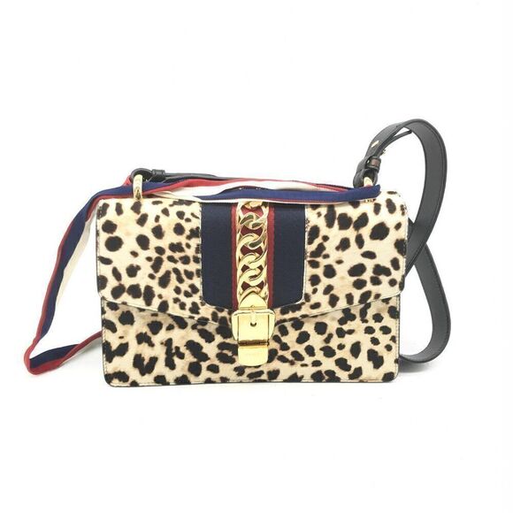 NWOT Gucci Sylvie Calfskin & Pony Hair Flap Bag - Picture 2 of 15